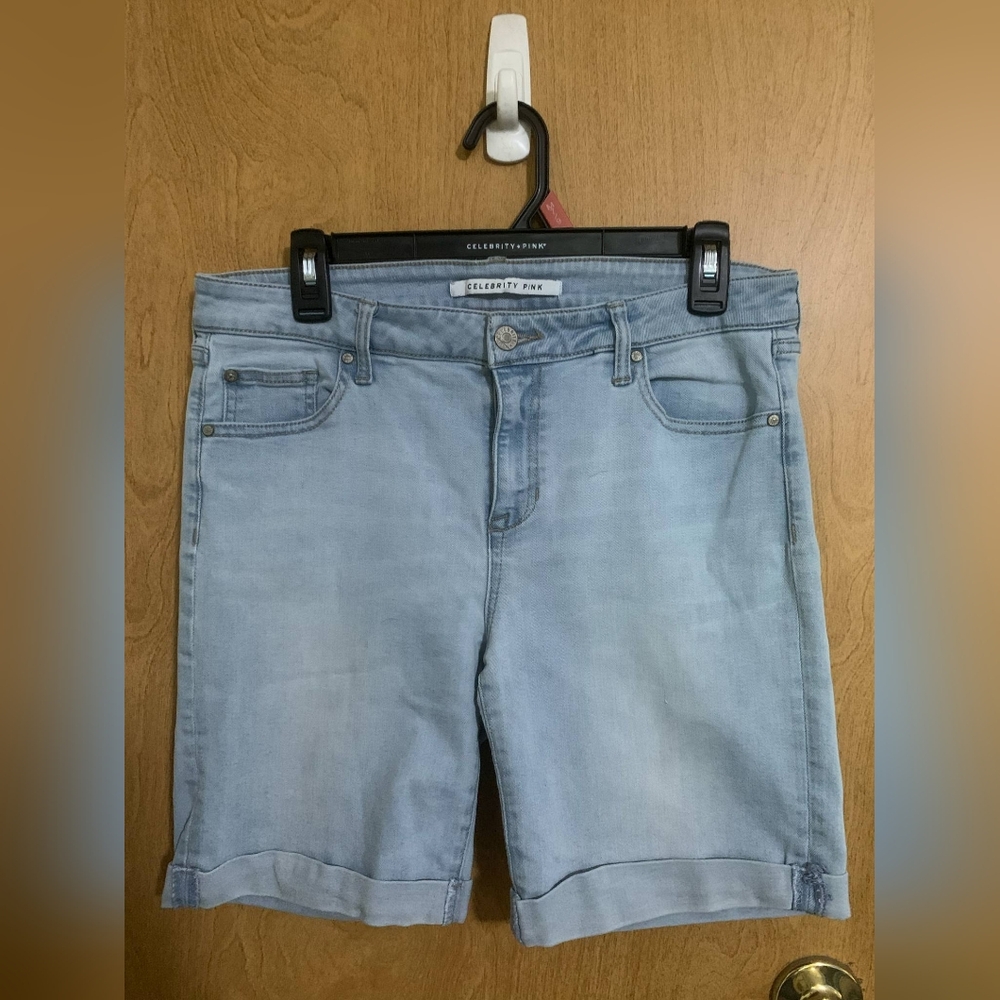 Celebrity Pink Sky Blue Denim Shorts - Picture 1 of 4
